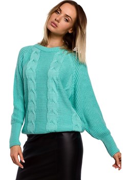 Sweter z splotem warkoczowym seledynowy M554, Kolor seledynowy, Rozmiar L/XL, MOE ze sklepu Primodo w kategorii Swetry damskie - zdjęcie 170718280