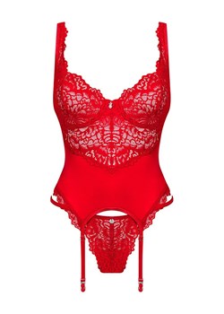 Obsessive gorset z koronką czerwony Amor Cherris, Kolor czerwony, Rozmiar S/M, Obsessive ze sklepu Primodo w kategorii Komplety bielizny damskiej - zdjęcie 170718293