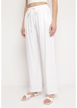 Białe Wiskozowe Spodnie z Lnem o Szerokich Nogawkach Almaris ze sklepu Born2be Odzież w kategorii Spodnie damskie - zdjęcie 170722971