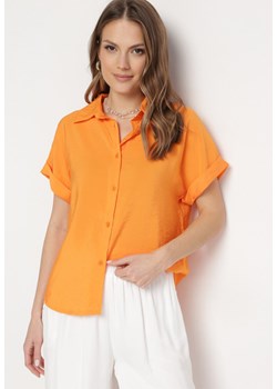 Pomarańczowa Koszula z Wiskozy Asymetryczna z Krótszym Przodem Karinas ze sklepu Born2be Odzież w kategorii Koszule damskie - zdjęcie 170723180