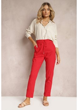 Czerwone Spodnie z Regularnym Stanem Ściągane Sznurkiem Aryle ze sklepu Renee odzież w kategorii Spodnie damskie - zdjęcie 170723323