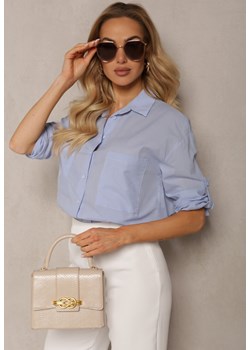 Niebieska Klasyczna Koszula z Bawełny z Kieszonkami Jaela ze sklepu Renee odzież w kategorii Koszule damskie - zdjęcie 170723634
