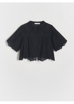 Reserved - Ażurowa koszula z bawełny - czarny ze sklepu Reserved w kategorii Koszule dziewczęce - zdjęcie 170725052