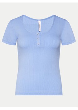 Hunkemöller Koszulka piżamowa Henley 205108 Niebieski Regular Fit ze sklepu MODIVO w kategorii Piżamy damskie - zdjęcie 170726400