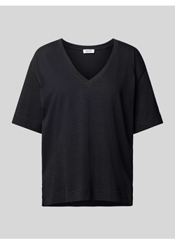 T-shirt w jednolitym kolorze z dekoltem w serek ze sklepu Peek&Cloppenburg  w kategorii Bluzki damskie - zdjęcie 170727531