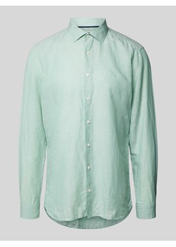 Koszula biznesowa z mieszanki lnu i bawełny w jednolitym kolorze ze sklepu Peek&Cloppenburg  w kategorii Koszule męskie - zdjęcie 170728651