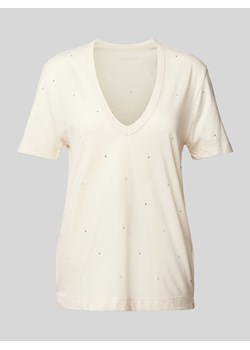 T-shirt z obszyciem z ozdobnych kamieni model ‘WASSA’ ze sklepu Peek&Cloppenburg  w kategorii Bluzki damskie - zdjęcie 170729020