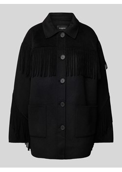 Płaszcz wełniany z obszyciem frędzlami ze sklepu Peek&Cloppenburg  w kategorii Swetry damskie - zdjęcie 170729070
