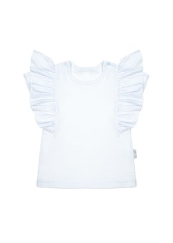 Bluzka bawełniana z krótkim rękawem dla dziewczynki biała ze sklepu 5.10.15 w kategorii Bluzki dziewczęce - zdjęcie 170729962