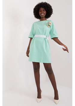 Mini sukienka t-shirtowa z paskiem ze sklepu 5.10.15 w kategorii Sukienki - zdjęcie 170730110