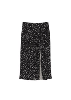 Cropp - Czarna spódnica midi w kwiatki - czarny ze sklepu Cropp w kategorii Spódnice - zdjęcie 170730510