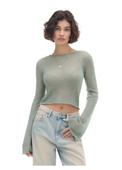 Cropp - Jasnozielony transparentny sweter - zielony ze sklepu Cropp w kategorii Swetry damskie - zdjęcie 170730524