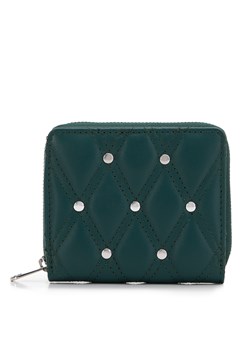 Damski portfel skórzany pikowany z nitami mały zielony ze sklepu WITTCHEN w kategorii Portfele damskie - zdjęcie 170731570