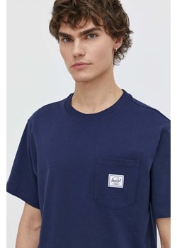Herschel t-shirt bawełniany męski kolor granatowy gładki ze sklepu ANSWEAR.com w kategorii T-shirty męskie - zdjęcie 170734072
