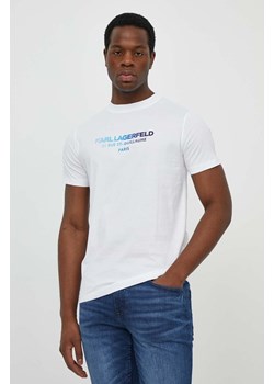 Karl Lagerfeld t-shirt bawełniany męski kolor biały z aplikacją ze sklepu ANSWEAR.com w kategorii T-shirty męskie - zdjęcie 170734180