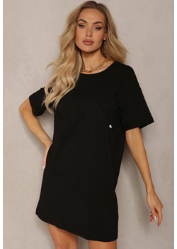 Czarny Klasyczny T-shirt z Bawełny z Kieszonką Lattia ze sklepu Renee odzież w kategorii Bluzki damskie - zdjęcie 170735754