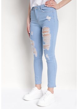 Niebieskie Skinny Jeansy z Wysokim Stanem i Dziurami Lainera ze sklepu Born2be Odzież w kategorii Jeansy damskie - zdjęcie 170735914