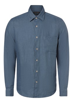 Marc O'Polo Męska koszula lniana Mężczyźni Regular Fit len niebieski jednolity ze sklepu vangraaf w kategorii Koszule męskie - zdjęcie 170738140