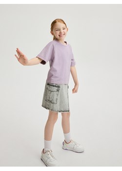 Reserved - Bawełniany t-shirt z efektem sprania - fioletowy ze sklepu Reserved w kategorii Bluzki dziewczęce - zdjęcie 170738263