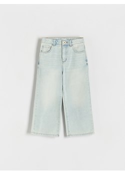 Reserved - Jeansy wide leg z efektem sprania - niebieski ze sklepu Reserved w kategorii Spodnie dziewczęce - zdjęcie 170738793