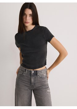 Reserved - Bawełniany t-shirt w prążek - ciemnoszary ze sklepu Reserved w kategorii Bluzki damskie - zdjęcie 170738850