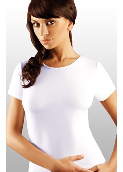 Klasyczna bluzka damska z krótkim rękawem biała Vivien, Kolor biały, Rozmiar S, EMILI ze sklepu Intymna w kategorii Podkoszulki i halki - zdjęcie 170739881