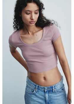 H & M - Krótki T-shirt w prążki - Różowy ze sklepu H&M w kategorii Bluzki damskie - zdjęcie 170740073
