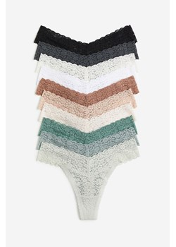 H & M - Koronkowe figi thong 10-pak - Zielony ze sklepu H&M w kategorii Majtki damskie - zdjęcie 170740081