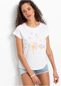 T-shirt z nadrukiem z roślinnym motywem ze sklepu bonprix w kategorii Bluzki damskie - zdjęcie 170741140