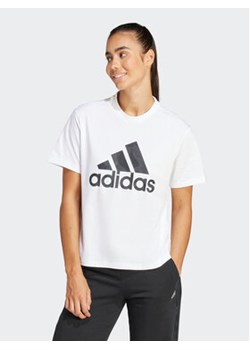 adidas T-Shirt Floral Graphic Big Logo IN7314 Biały Regular Fit ze sklepu MODIVO w kategorii Bluzki damskie - zdjęcie 170744861