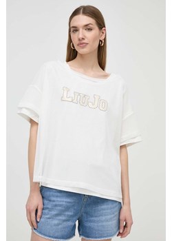 Liu Jo t-shirt damski kolor beżowy ze sklepu ANSWEAR.com w kategorii Bluzki damskie - zdjęcie 170745650