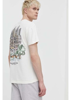 Abercrombie &amp; Fitch t-shirt bawełniany męski kolor beżowy z nadrukiem ze sklepu ANSWEAR.com w kategorii T-shirty męskie - zdjęcie 170745740