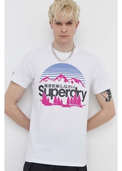 Superdry t-shirt bawełniany męski kolor biały z nadrukiem ze sklepu ANSWEAR.com w kategorii T-shirty męskie - zdjęcie 170745794