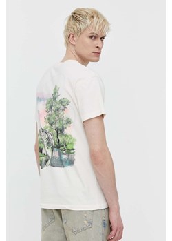 Abercrombie &amp; Fitch t-shirt bawełniany męski kolor beżowy z nadrukiem ze sklepu ANSWEAR.com w kategorii T-shirty męskie - zdjęcie 170745823