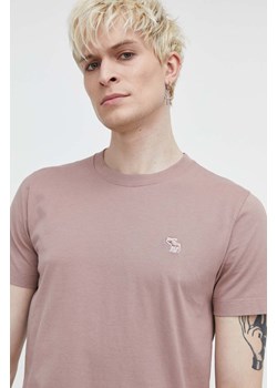 Abercrombie &amp; Fitch t-shirt bawełniany męski kolor różowy gładki ze sklepu ANSWEAR.com w kategorii T-shirty męskie - zdjęcie 170745834
