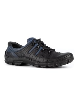 Buty męskie trekkingowe skórzane 0166W czarne ze sklepu butyolivier w kategorii Buty trekkingowe męskie - zdjęcie 170745884