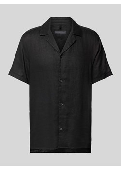 Koszula casualowa z lnu z kołnierzem z połami model ‘BIJAN’ ze sklepu Peek&Cloppenburg  w kategorii Koszule męskie - zdjęcie 170749594
