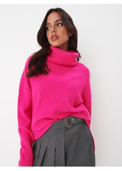 Mohito - Różowy sweter oversize z golfem - fuksjowy ze sklepu Mohito w kategorii Swetry damskie - zdjęcie 170756304
