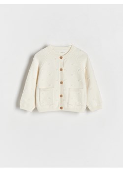 Reserved - Kardigan z szydełkową aplikacją - złamana biel ze sklepu Reserved w kategorii Swetry dziewczęce - zdjęcie 170767061