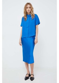 Samsoe Samsoe spódnica AGNETA kolor niebieski midi prosta F22300195 ze sklepu PRM w kategorii Spódnice - zdjęcie 170769651