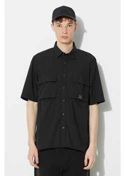 C.P. Company koszula bawełniana Cotton Rip-Stop męska kolor czarny regular z kołnierzykiem klasycznym 16CMSH213A005691G ze sklepu PRM w kategorii Koszule męskie - zdjęcie 170769752