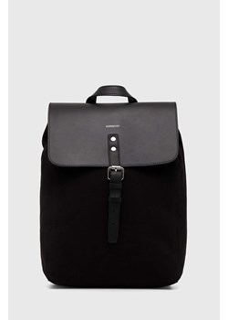 Sandqvist plecak bawełniany Alva kolor czarny duży gładki SQA503 ze sklepu PRM w kategorii Plecaki - zdjęcie 170770152