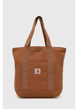 Carhartt WIP torebka bawełniana Canvas Tote kolor brązowy I033102.HZ02 ze sklepu PRM w kategorii Torby Shopper bag - zdjęcie 170770222