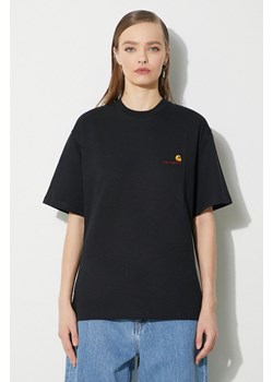 Carhartt WIP t-shirt bawełniany S/S American Script T-Shirt damski kolor czarny I032218.89XX ze sklepu PRM w kategorii Bluzki damskie - zdjęcie 170770294