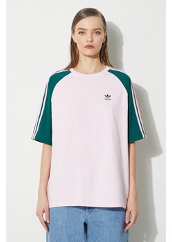 adidas Originals t-shirt bawełniany Blocked Tee OS damski kolor różowy IM9813 ze sklepu PRM w kategorii Bluzki damskie - zdjęcie 170770304