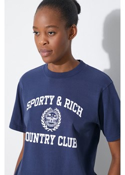 Sporty & Rich t-shirt bawełniany Varsity Crest T Shirt damski kolor granatowy TSAW2353NA ze sklepu PRM w kategorii Bluzki damskie - zdjęcie 170770314