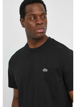 Lacoste t-shirt bawełniany męski kolor czarny gładki ze sklepu PRM w kategorii T-shirty męskie - zdjęcie 170770344
