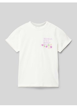 T-shirt z nadrukiem z napisem i motywem ze sklepu Peek&Cloppenburg  w kategorii Bluzki dziewczęce - zdjęcie 170772133