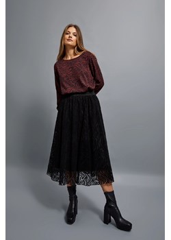 Rozkloszowana spódnica midi damska czarna ze sklepu 5.10.15 w kategorii Spódnice - zdjęcie 170772362