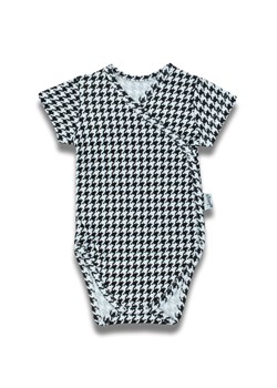 Body bawełniane kopertowe dla dziewczynki z krótkim rękawem w kratkę ze sklepu 5.10.15 w kategorii Body niemowlęce - zdjęcie 170772370